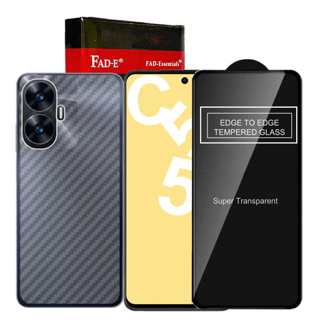 FAD-E Front Tempered Glass with Back Film for Realme C55 (Combo)
