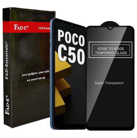 FAD-E Edge to Edge Tempered Glass for POCO C50 / Redmi A1 / Redmi A1+ (Transparent)