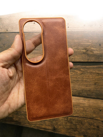 FAD-E Classic PU Leather Back Case Cover for Vivo V40 (Brown)